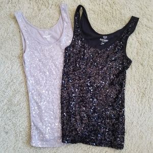 🔴SOLD🔴 Old Navy Black & Gray Sequin Tank Tops